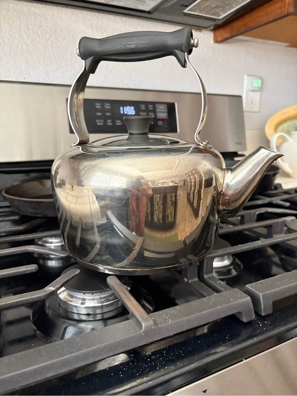 2 Quart Stainless Steel Tea Kettle with Black Handle